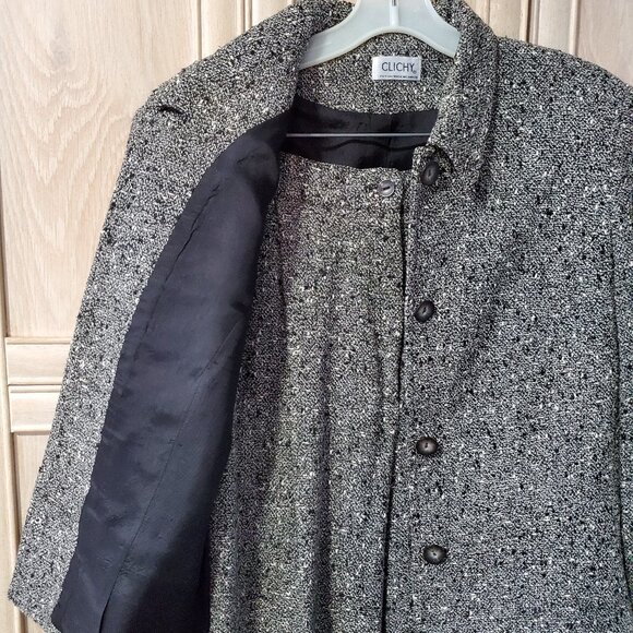 Vintage Clichy Bouclé Pants Suit, Cropped Jacket and Pleated Pants, Size 8 - Picture 4 of 16